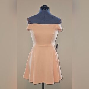 TEEZE ME Light Pink Off the Shoulder Flowy Pocket Dress